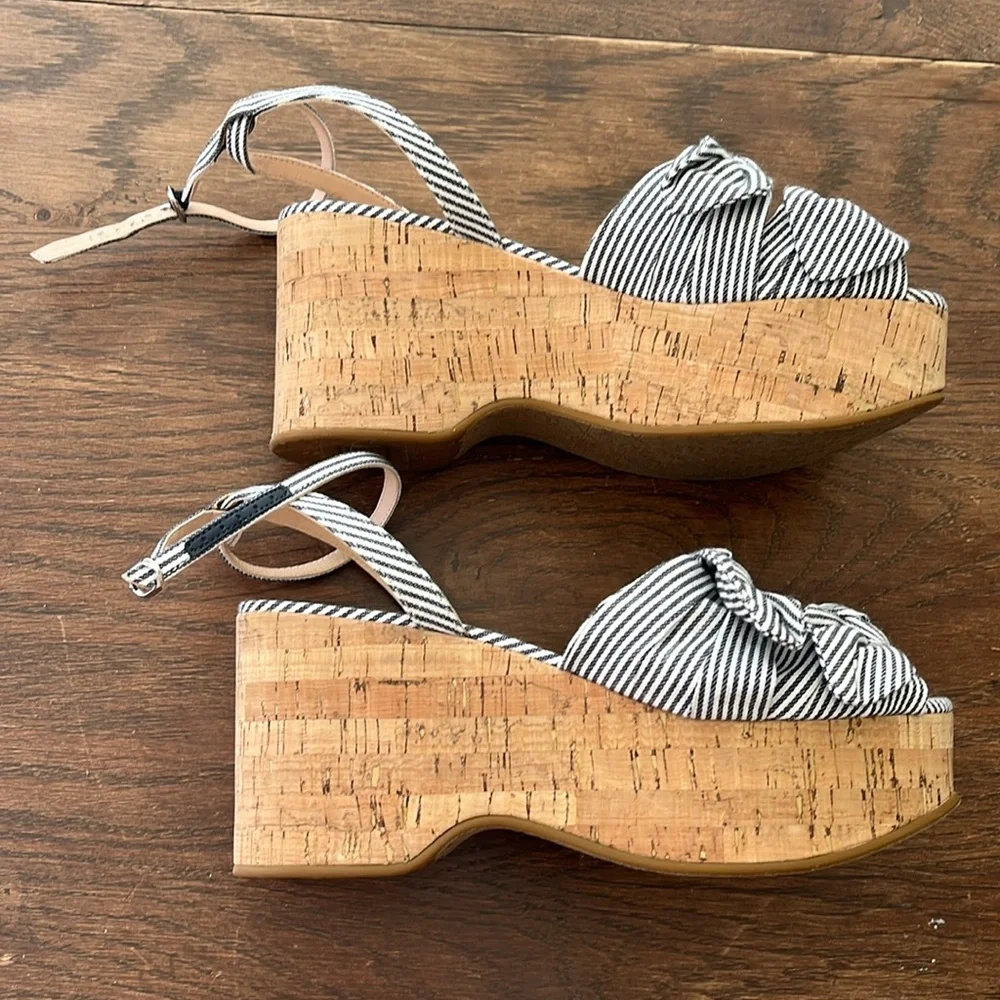 NEW! Kate Spade Julep Striped Black and White Wedges size 9.5